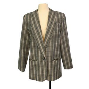 Counterparts Counterparts Vintage Womens Black White Plaid Oversized Blazer 12‎